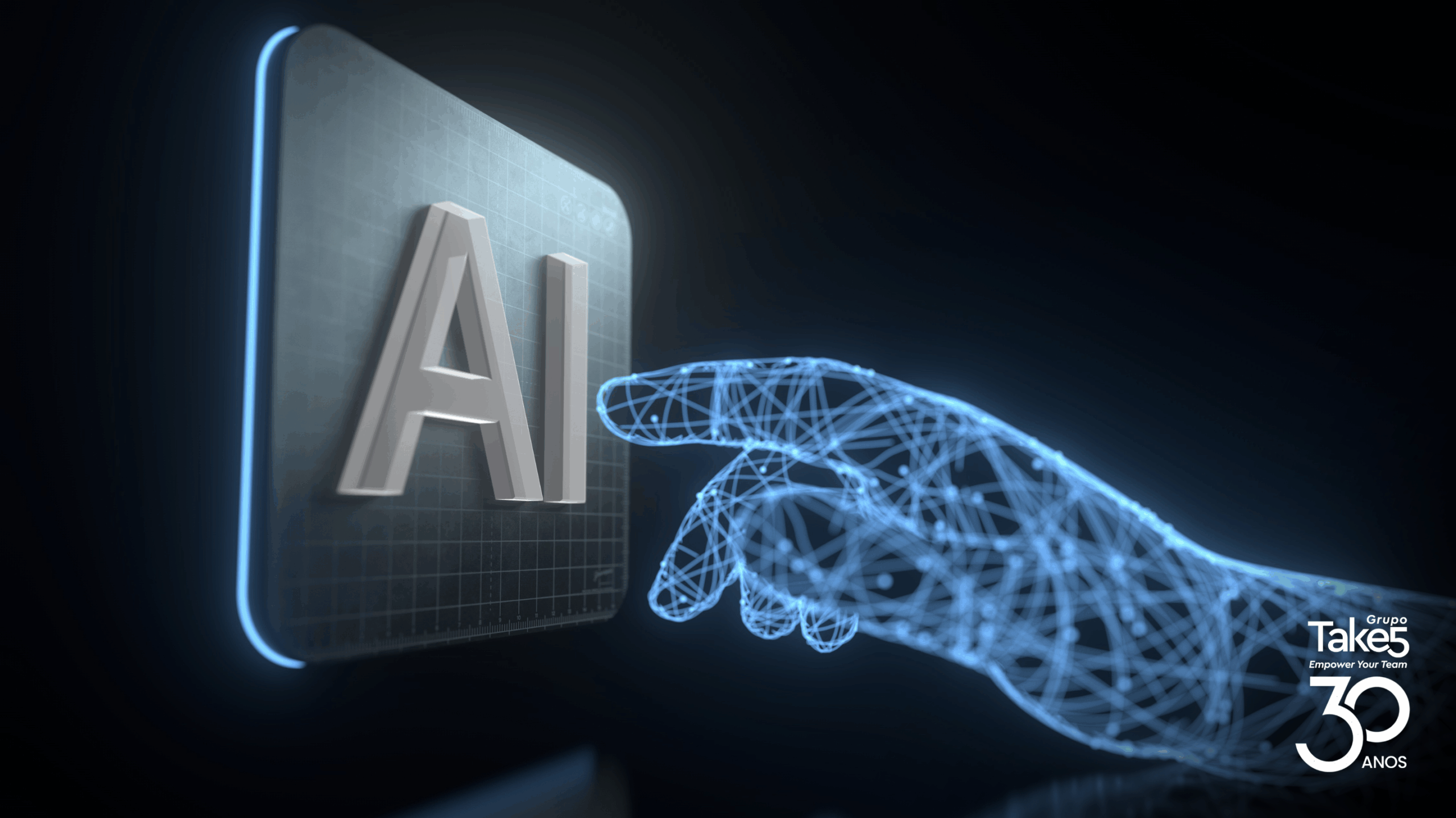 Representação visual de transformação digital e uso de IA nas empresas em 2026